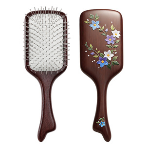 Peigne à cheveux en bois personnalisé avec logo imprimé, design massant, impression durable pour cadeau de Noël - Product Image 1