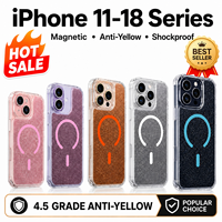 Coque de protection transparente scintillante en TPU et PC compatible avec le chargement magnétique pour iPhone 17 Pro Max, 16 Pro, 15 Air – Excellent rapport qualité-prix