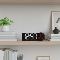 Jam Dinding Digital LED Pintar Elektronik dengan Alarm, Kalender, Temperatur, Tanggal, Lampu Malam untuk Ruang Tamu dan Kantor