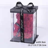 Ours Géant Artificiel en Roses Éternelles de 25cm en Gros, Grand Ours en Roses avec Boîte Cadeau pour la Saint-Valentin