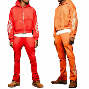 Ensemble de survêtement vintage personnalisé avec pantalon de jogging évasé, impression DTG, délavage acide, sweat-shirt et pantalon droit - Product Image 1