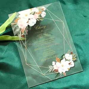 Cartão de convite de casamento acrílico personalizado, convite para casamento, cartão de convite laser, design de logotipo convite casamento
