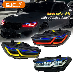 Fari Tri-Colore SJC Auto per <span class=keywords><strong>BMW</strong></span> <span class=keywords><strong>Serie</strong></span> 5 G30 G38 LCI 2021-2023, Luci Anteriori LED Gialle Bianche Rosse, Fari con DRL - Product Image 1