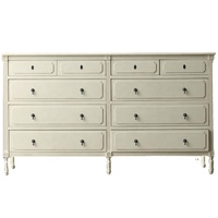Commode à 10 tiroirs en chêne massif de style français vintage, en acier inoxydable, fabriquée à la main, écologique, pour chambre à coucher, salon