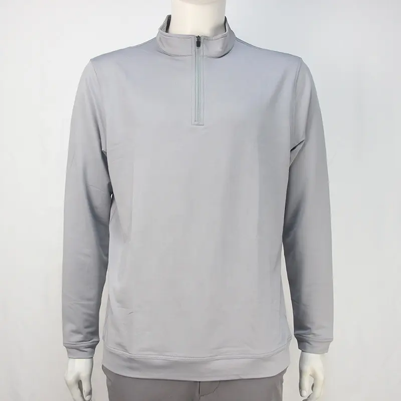 Wholesale Brand Quality Men 92% Polyester 8% Spandex Fleece Sports Golf Wear 1/4 Zip Pullover