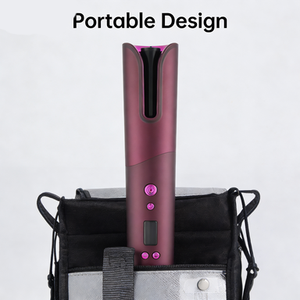 Fer à <span class=keywords><strong>boucler</strong></span> automatique sans fil rotatif avec chauffage PTC, écran LED, plage de température 140-220°C, batterie au lithium/USB - Product Image 3