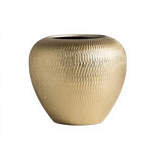 Maceta Decorativa de Lujo con Plantas Artificiales, Florero de Metal Color Dorado, Estilo Bohemio, Decoración de Mesa y Centro de Mesa - Product Image 1