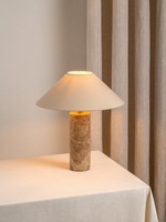 Lampe de table électrique LED DC de style Wabi-Sabi japonais moderne, en fer et marbre, design décoratif pour chambre à coucher, salon, bureau, chevet