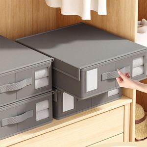 Wholesale Bed Sheet Storage Organizers Foldable Fabric Storage Containers with <b>Window</b> and Label OEM ODM Bulk Supply - Product Image 6