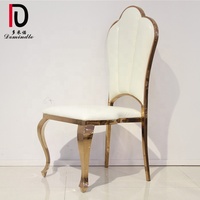 Chaise de salle à manger en acier inoxydable Royal Design à dossier haut en or rose pour banquet