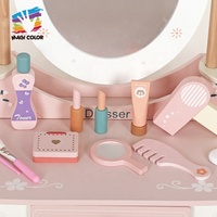 Offre Spéciale enfants maquillage semblant jouer coiffeuse en bois rose avec tabouret W08H188