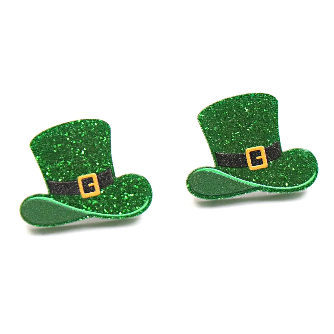 ERS302ST067 2023 Europe and the United States best-selling popular St Patricks hat UV printing ladies acrylic small earrings