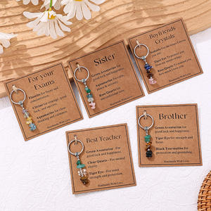 Porte-clés en pierre naturelle, cadeau pour les nouveaux départs, petits porte-clés en pierres de guérison pour soulager l'anxiété, breloques pour sac à main, cadeau - Product Image 2