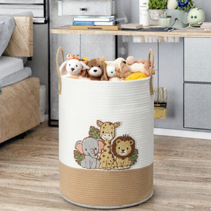 Panier de rangement en tissu à imprimé animal mignon avec poignées pour le rangement des jouets des enfants - Product Image 3