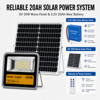 Projecteur Solaire Extérieur 200W Étanche en Aluminium Moulé Sous Pression avec Panneau Monocristallin 20Ah, Télécommande, Lampe Murale Commerciale de Sécurité pour Jardin