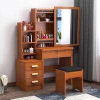 Commode multifonction minimaliste moderne avec miroir Tiroirs de rangement pour maquillage à panneaux en bois de style simple pour la chambre à coucher