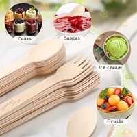 Lot de 200 couverts jetables en bois de bambou – 100 fourchettes, 100 cuillères – Cadeaux de remerciement pour le personnel et les fêtes