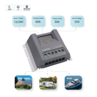Contrôleur de charge solaire intelligent Lumiax 12V 24V 48V 60A avec écran LCD, protection IP32, RS485