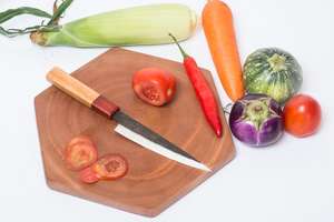 Couteau de cuisine japonais pas cher, ustensile à Steak, forgé à la main 150 manche en bois naturel populaire - Product Image 5