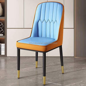 <b>Cheap</b> Modern Italian Style Leather Dining Room Chairs with Metal <b>Frame</b> for Apartment and Home Office Use 5-Piece Set - Product Image 3