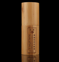 Distributeur de mousse en bambou, flacon de luxe en plastique de 50 ml avec bouchon en bambou, logo gravé personnalisé