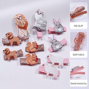 Trẻ em ngọt ngào thêu động vật kẹp tóc bé long lanh đầy đủ vải kẹp tóc sư tử mèo sóc Teddy Dog Thỏ làm Acetate - Product Image 3