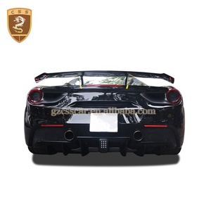 Novi Style fibre de carbone sèche séparateur de lèvre avant diffuseur arrière becquet jupes latérales Bodykit pour Ferrari 488 GTB Kits de carrosserie - Product Image 5