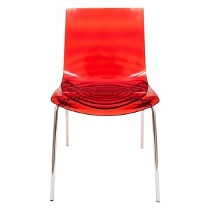 Chaise moderne simple et créative en cristal Chaise de salle à manger en plastique acrylique Chaise transparente en cristal rouge à filet fantôme - Product Image 3