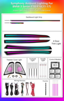 Kits de mise à niveau 64 couleurs RHD LHD F10 Éclairage d'ambiance pour BMW Série 5 F11 F18 (2011-2017) Accessoires d'éclairage de garniture de porte intérieure de voiture