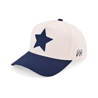 Casquette de baseball en coton bicolore structurée à 5 panneaux avec logo personnalisé brodé en 3D, style A-Frame, qualité OEM, vente en gros