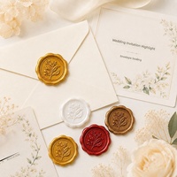 Autocollants de sceau de cire vintage à motif floral forestier, design de branche en relief, étiquettes adhésives pour invitations et enveloppes
