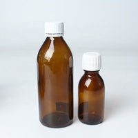 Vente en gros de sirop rond ambré vide pour la toux de 30ml à 500ml bouteille en verre liquide orale avec bouchon à l'épreuve des enfants pour sirop liquide médicinal