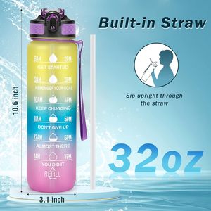 Botella de Agua de Plástico PC de Alta Capacidad de 1000 ml con Logotipo Personalizado, Vaso de Moda Gradual, Botella de Agua para Senderismo al Aire Libre con Tapa para Jugos de Frutas - Product Image 2