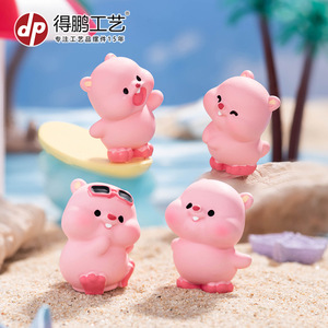 Figurine en résine Dp Pink Beaver, mini décoration de dessin animé pour bureau, voiture, salon - Product Image 3