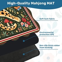 Alas Meja Mahjong Amerika Motif Macan Tutul Premium 800x800mm, Alas Permainan Neoprena Anti-Selip Peredam Kebisingan
