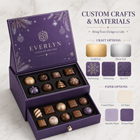 Boîte en carton rigide sur mesure à deux niveaux avec couvercle articulé et tiroir pour chocolats de Noël, fabrication OEM
