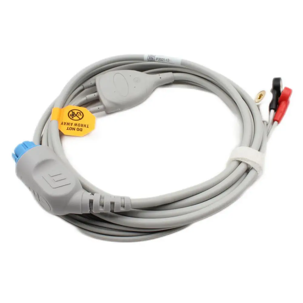 Venta caliente accesorios médicos Plinma 3 cables de ECG cables conductores compatibles con Datex AS/3 CS/3 S/5 Snap AHA redondo 10 Pin
