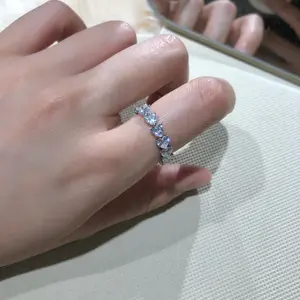 Personalizzato S925 argento Sterling 8A zircone cubico impermeabile sposa promessa anello Set fidanzamento matrimonio anelli di diamanti gioielli donna