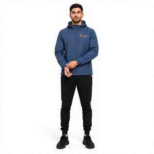 Chaqueta Impermeable con Capucha para Hombre, Cortavientos, Deportiva, Azul, Delgada y Ligera para Otoño - Product Image 1