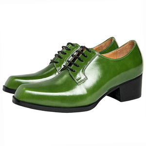 Zapatos Formales de Cuero para Hombre con Aumento de Altura de 5CM, Tacón Alto, Punta Cuadrada Verde, de Primera Capa de Piel de Vacuno - Product Image 4