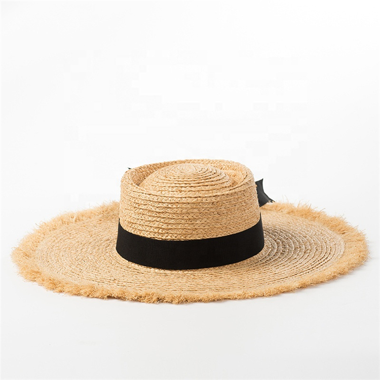 Соломенный козырек от солнца для женщин и мужчин, пляжная шляпа для девочек с черной лентой