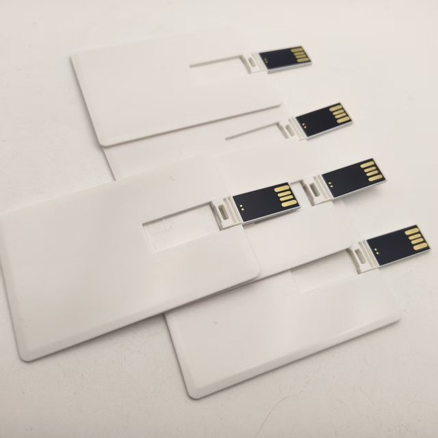 White Plastic USB 2.0 Flash Drive 4GB 8G 16G Promotional Business Card Shaped Memory Stick Bulk Pendrive with Credit Card Design