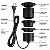60MM Runde Einbau-Schreibtischdurchführung, 125V 15A, USB A&C PD20W Schnellladung, 1,8M Kabel, Anpassbar für US/UK