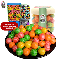Vente en gros de chewing-gum halal en forme de boule, bonbons colorés en vrac, chewing-gum à la pastèque, bonbons à mâcher, saveur fruitée, boîte, bouteille, sac