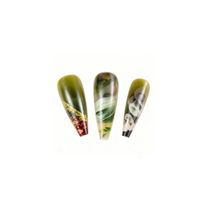 <span class=keywords><strong>Faux</strong></span> ongles longs en forme de cercueil à motifs de peinture à l'huile artistique pour filles, décorations de manucure réutilisables et élégantes - Product Image 6