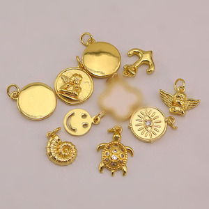 CZ9058 piccolo piccolo placcato oro 18K CZ pavimentato occhi malvagi tartaruga pianura ancora palma guardiano cherubino angelo ciondolo ciondolo medaglia - Product Image 5