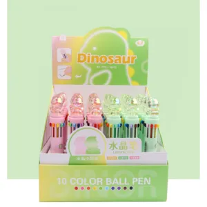 Multi-color cartoon pens retractable 10 color multi-function cute pens creative cute utiles escolares