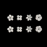 6mm ibu dari kerang mutiara manik-manik anting aksesoris ukiran bunga mangkuk bunga DIY bros gelang anting bahan