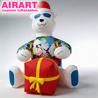 Ours polaire gonflable de Noël avec couronne, personnalisable en couleur et taille, fournitures de fêtes de Noël, ours de dessin animé