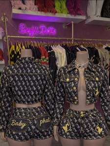 Set Due <span class=keywords><strong>Pezzi</strong></span> Casual da Donna con Giacca Corta Ricamata e Pantaloncini in <span class=keywords><strong>Jeans</strong></span>, Stile Y2k, Vestibilità Slim - Product Image 2